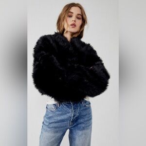 We The Free All Night Faux Fur Oversized Jacket, black, size small, gently used.